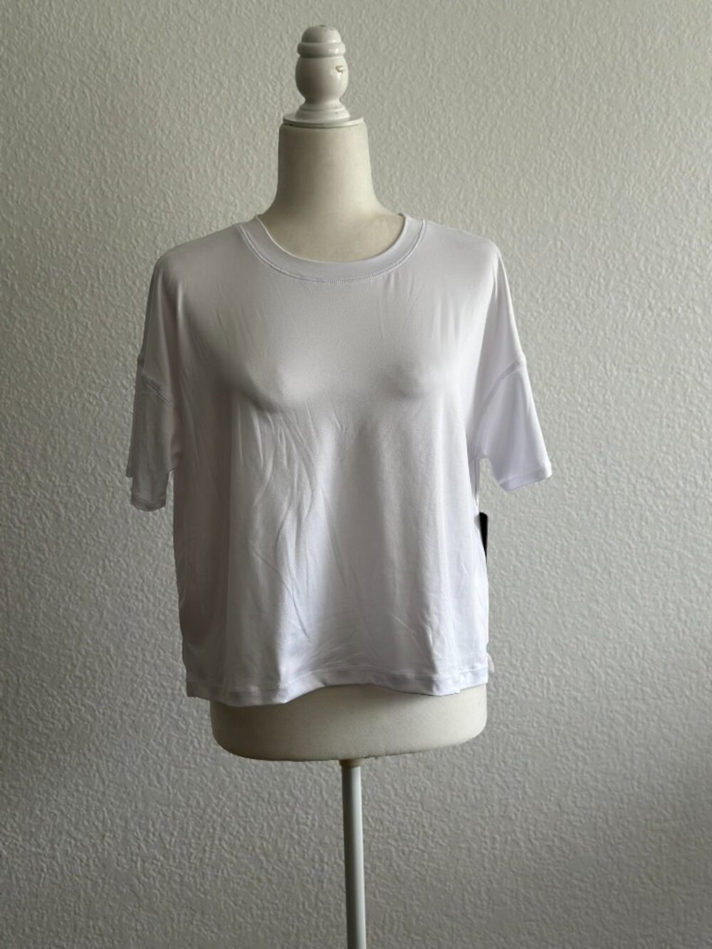 90 Degree By Reflex White Boxy Active Tee Small Super Soft Cropped Workout Top N - Picture 2 of 9